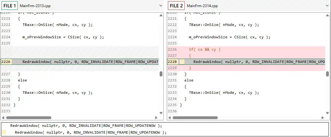 Report with differences