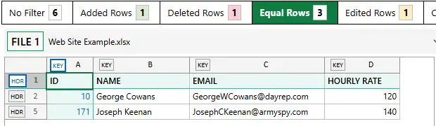 Filter identical rows