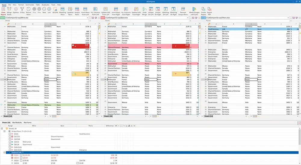 excel diff工具: 3つのExcelファイルを比較する