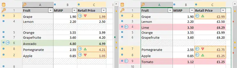 Comparison report for two Excel sheets