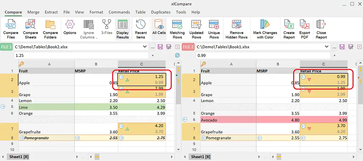 Compare cell values in Excel