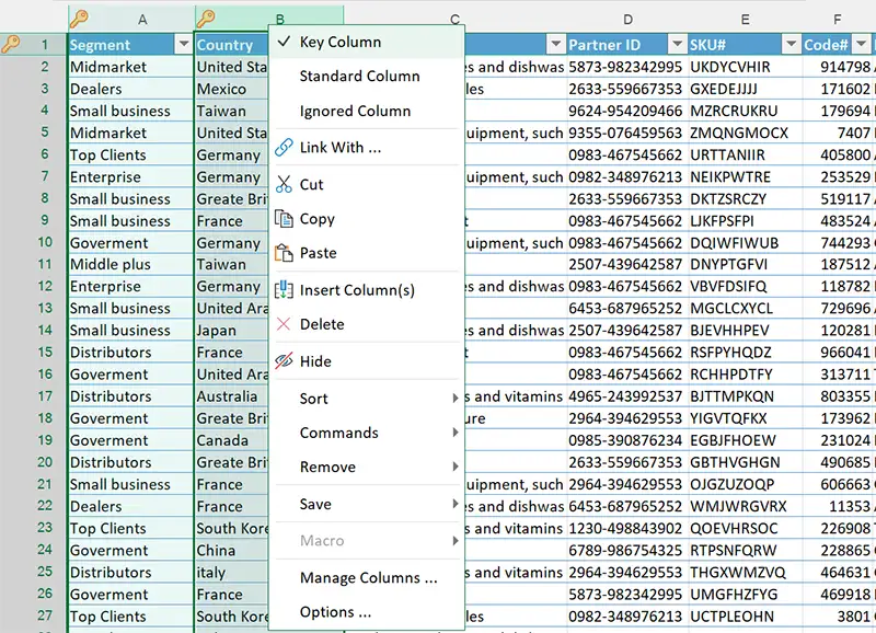 Setup Primary Key in CSV file