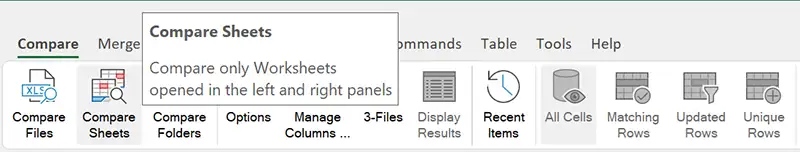 Compare Sheets command