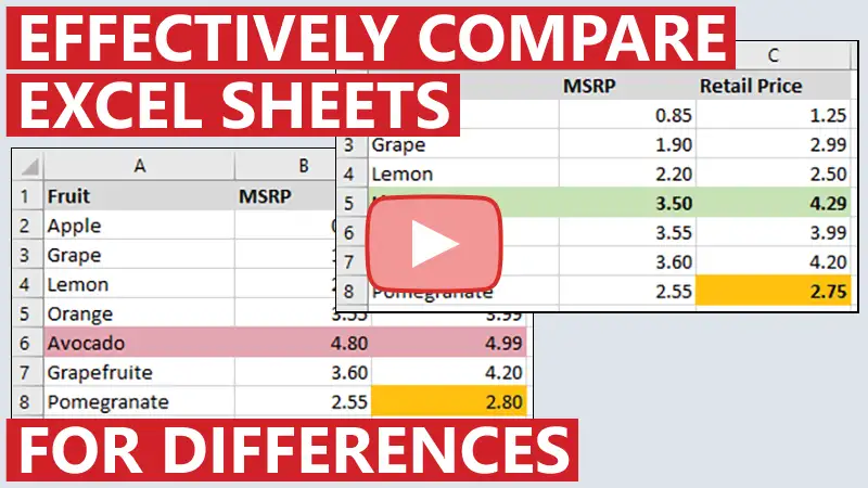 Effectively check excel worksheets for differences