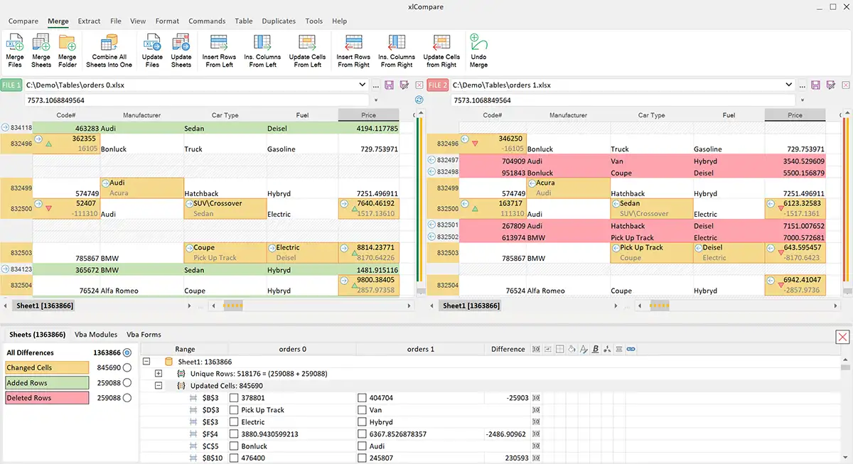 Compare large Excel files