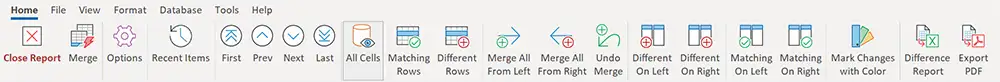 Excel File Compare Home Tab on Ribbon