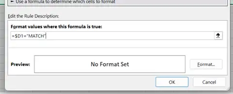 Enter formula into conditional formatting rule