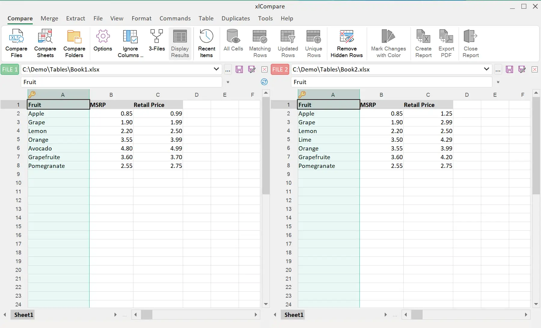 Excel Compare Preview