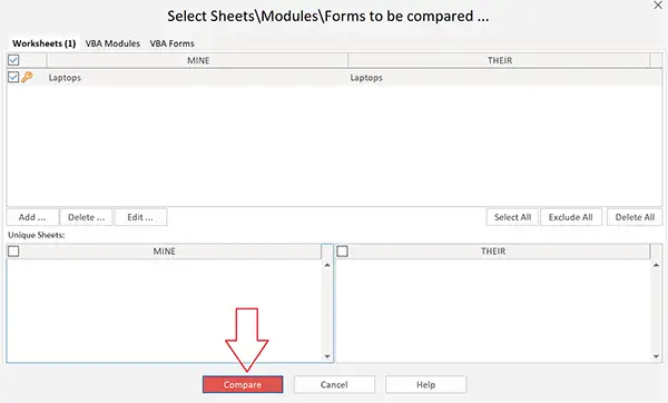 Comparison Wizard - Compare Button