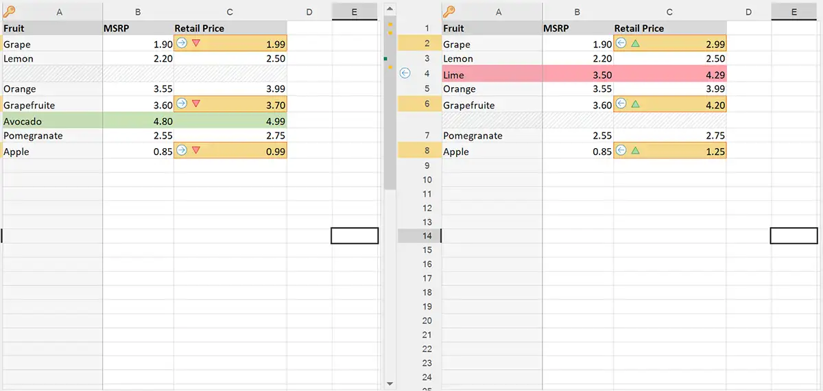 Compare Excel files and highlight differences