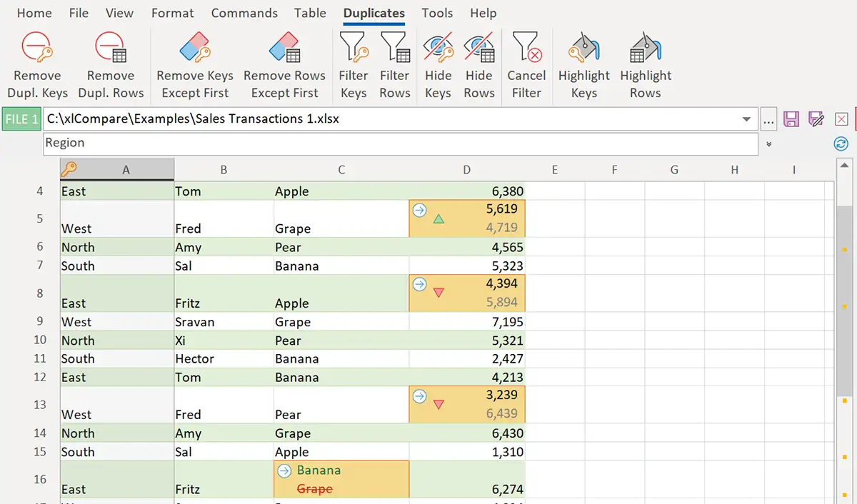 Highlight and Remove Duplicate Rows in Excel Compare