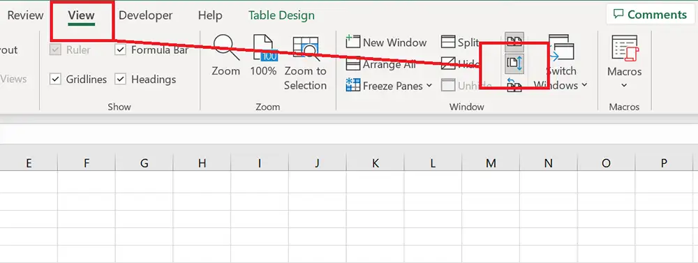 Synchronous Scrolling command in Excel