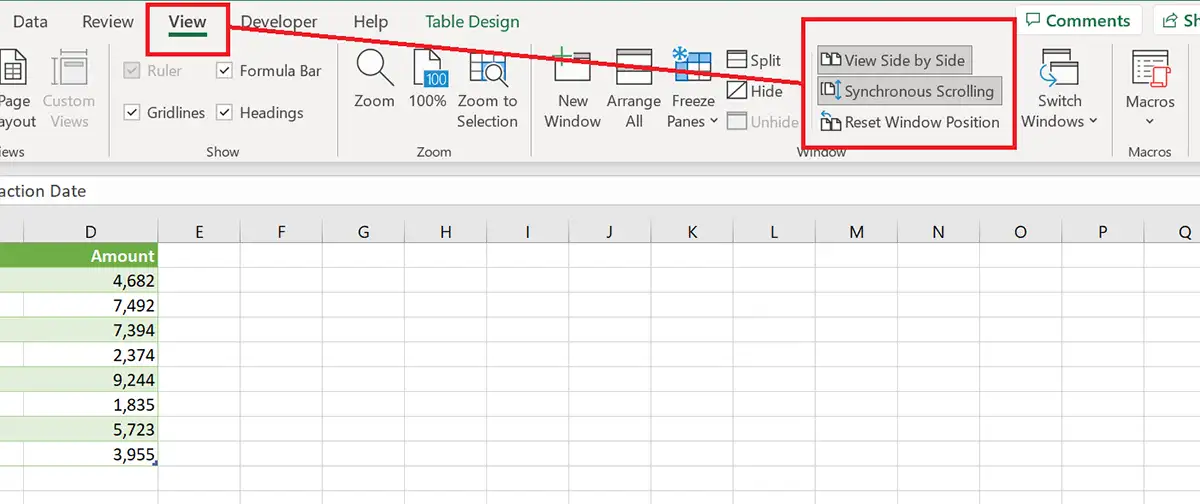 Display two differenct worksheets side by side