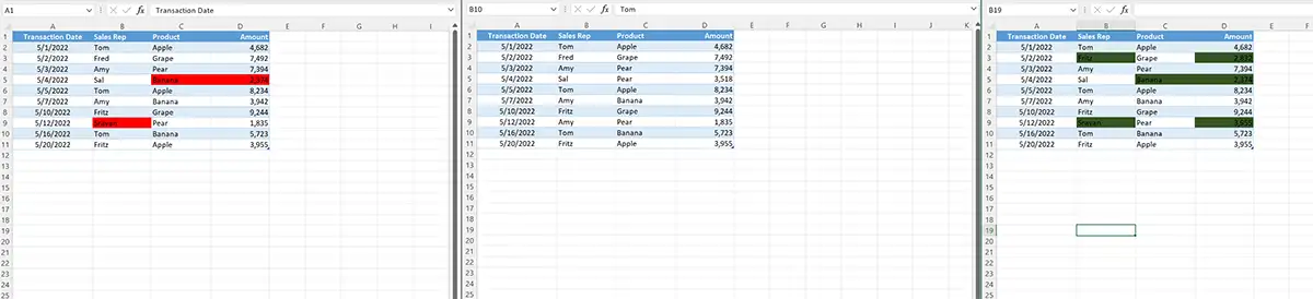 Comparison Results we can get in Excel