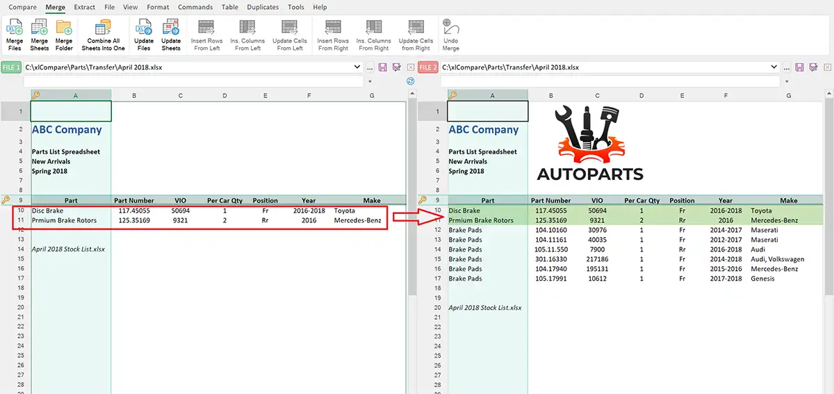 Merged records on the other worksheet