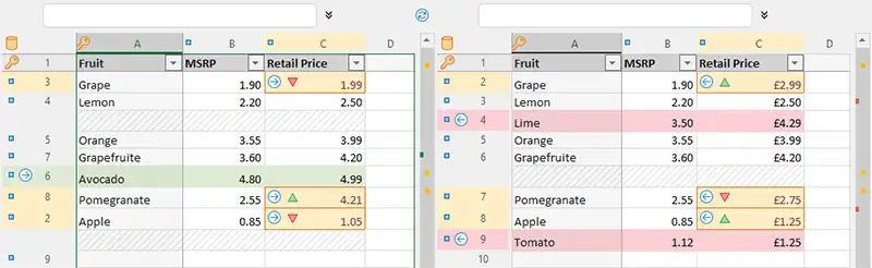 Compare Excel sheets with key columns