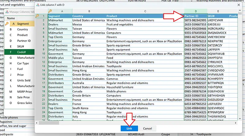 Select corresponding column on the other worksheet