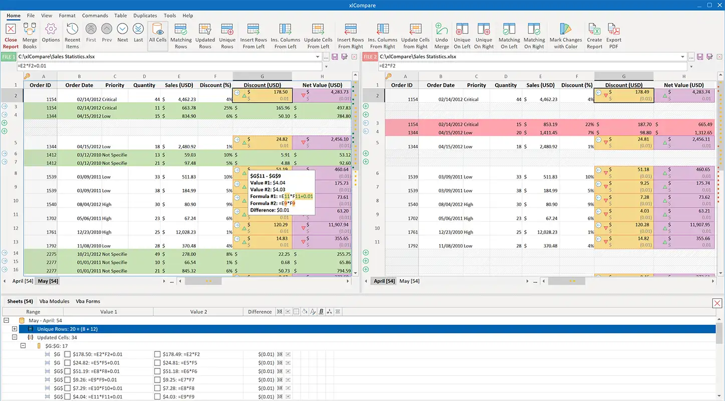 excel file comparison tool diff report