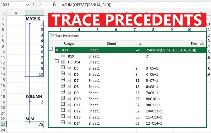 Trace Precedents in Excel files