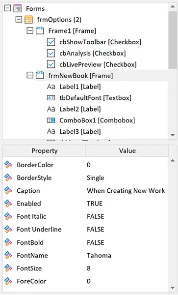 Browse contents of the VBA project in xlCompare