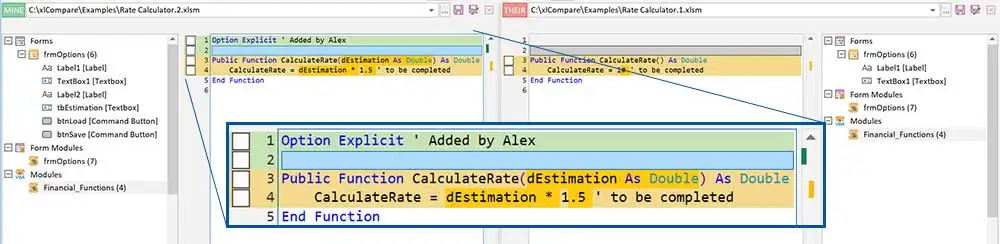 比较 Excel 文件中的 VBA 项目