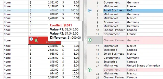 Use xl comparator to resolve conflicts