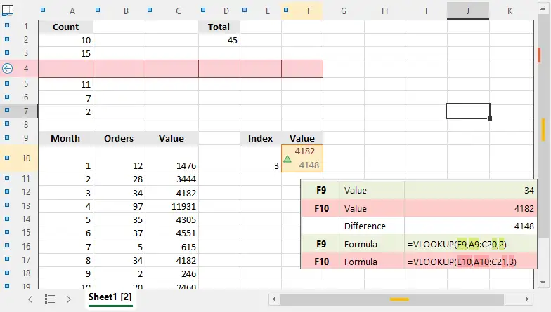 Highlight differences in formulas in Excel spreadsheets
